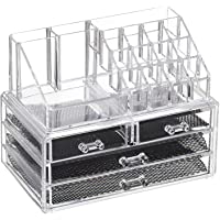 Feibrand Organizador Maquillaje Caja Cosméticos Transparente Acrílico 20 Compartimentos